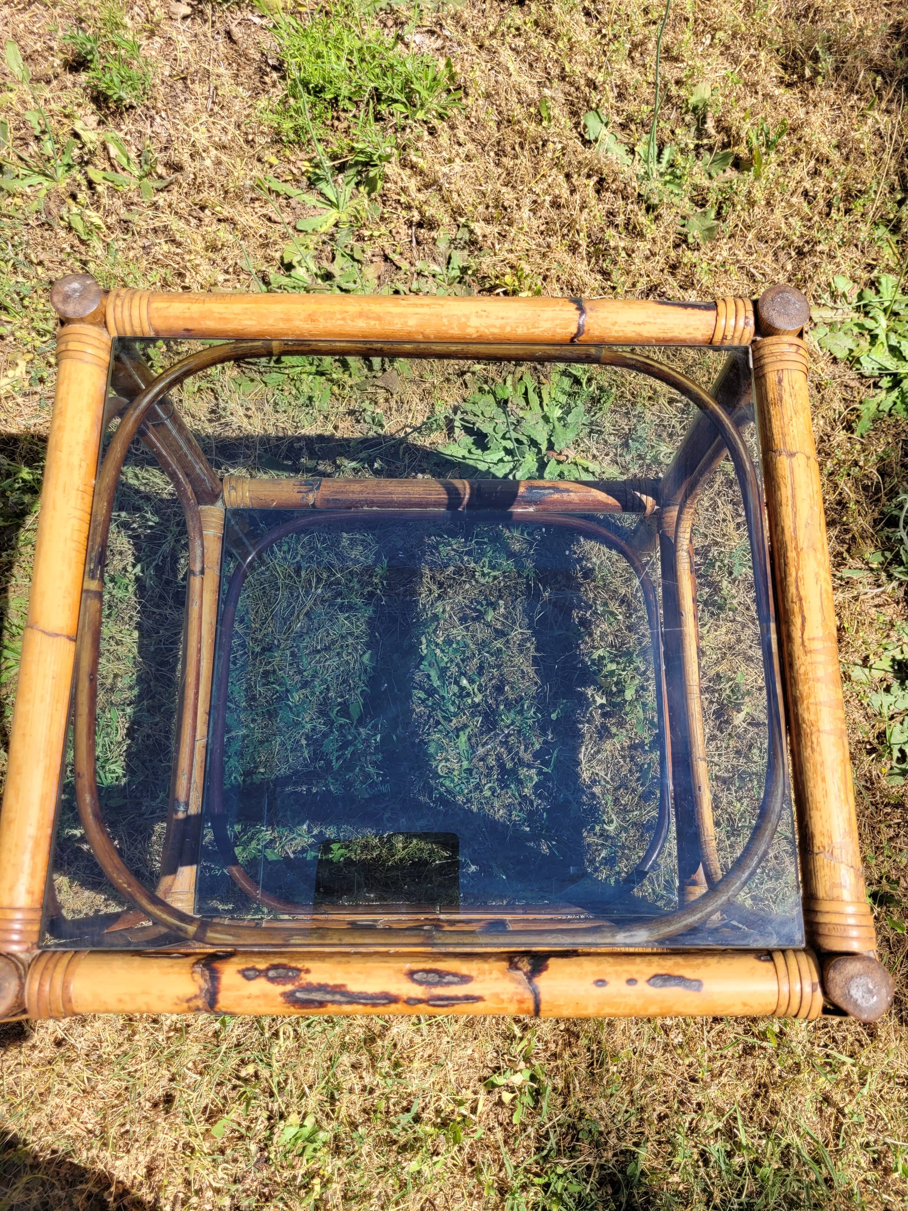 Rattan coffee table and smoked glass