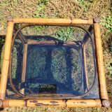 Rattan coffee table and smoked glass