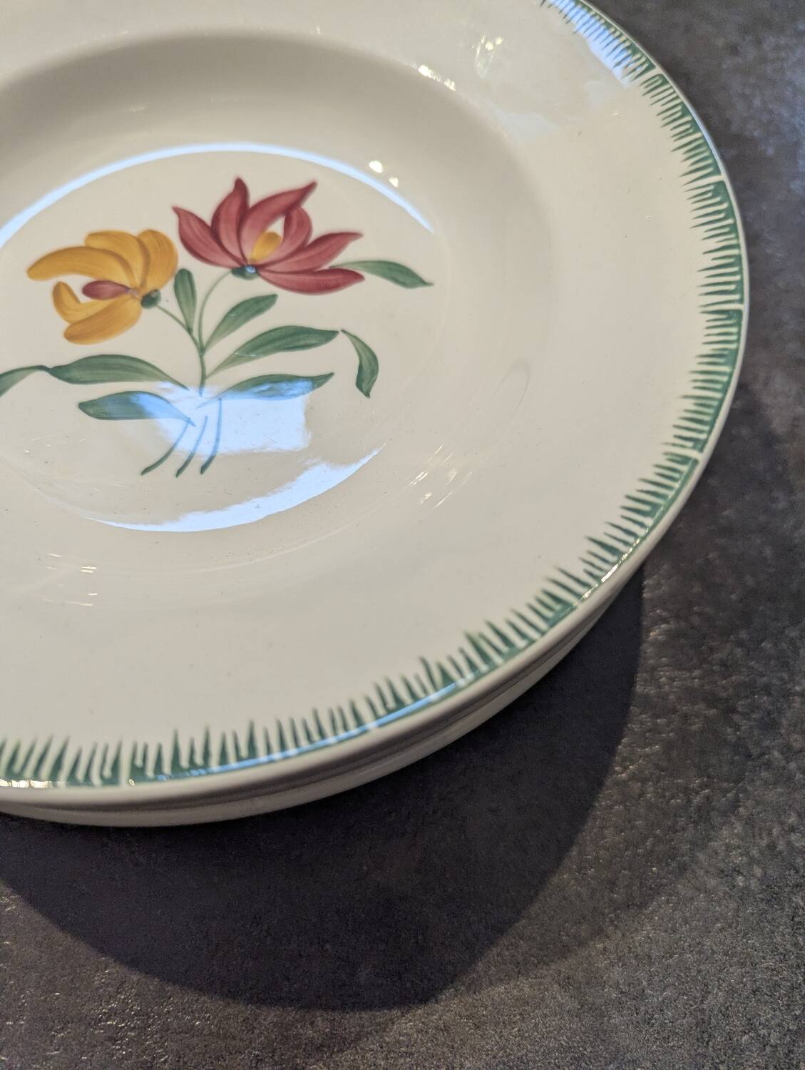 Lot of 6 antique deep plates Digoin Sarreguemines model Boby in very good condition.