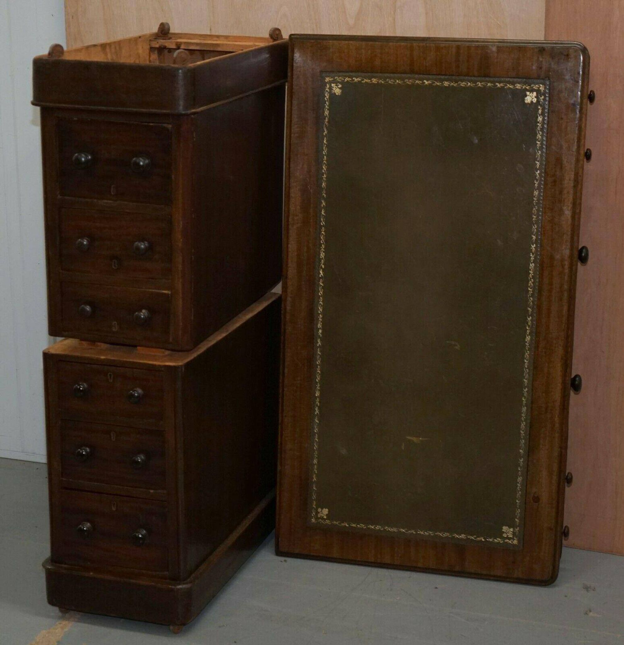 Victorian desk with two columns, hardwood, with VR locks, 1860.