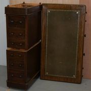 Victorian desk with two columns, hardwood, with VR locks, 1860.
