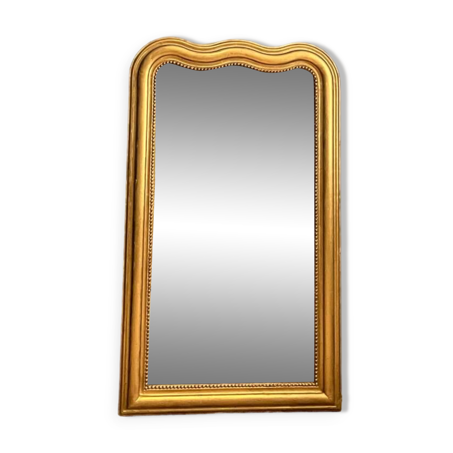 Louis-Philippe mirror 126.5cm/75.5cm gendarme hat shape, mercury glass