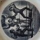 Old plate Sarreguemines porcelain iron earth fencing heart