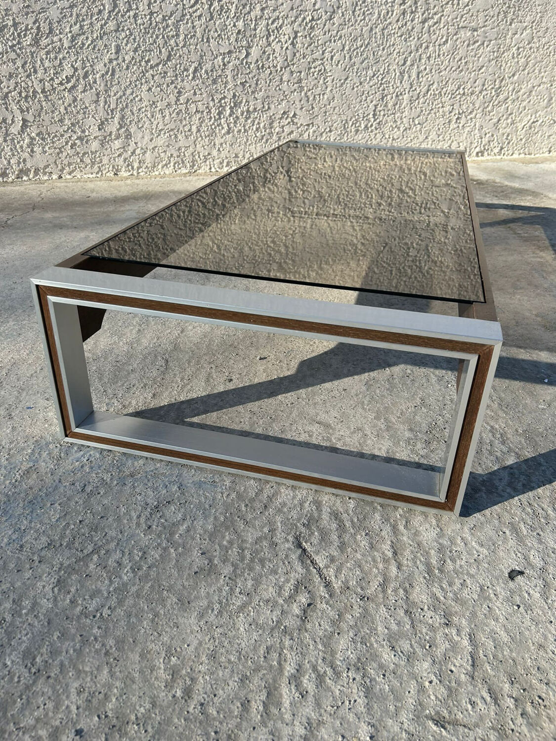 Rosewood coffee table with glass top