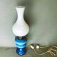 Lampe en verre opalin bleu style lampes à huile