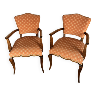 Set of 2 Louis XV style bridge chairs