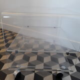 David Lange coffee table on wheels Plexiglas hifi furniture