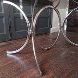 Vintage dining table chrome glass and metal