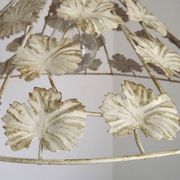 Vintage French Cream and Gold Metal Ceiling Light with Autumn Leaves 5520
