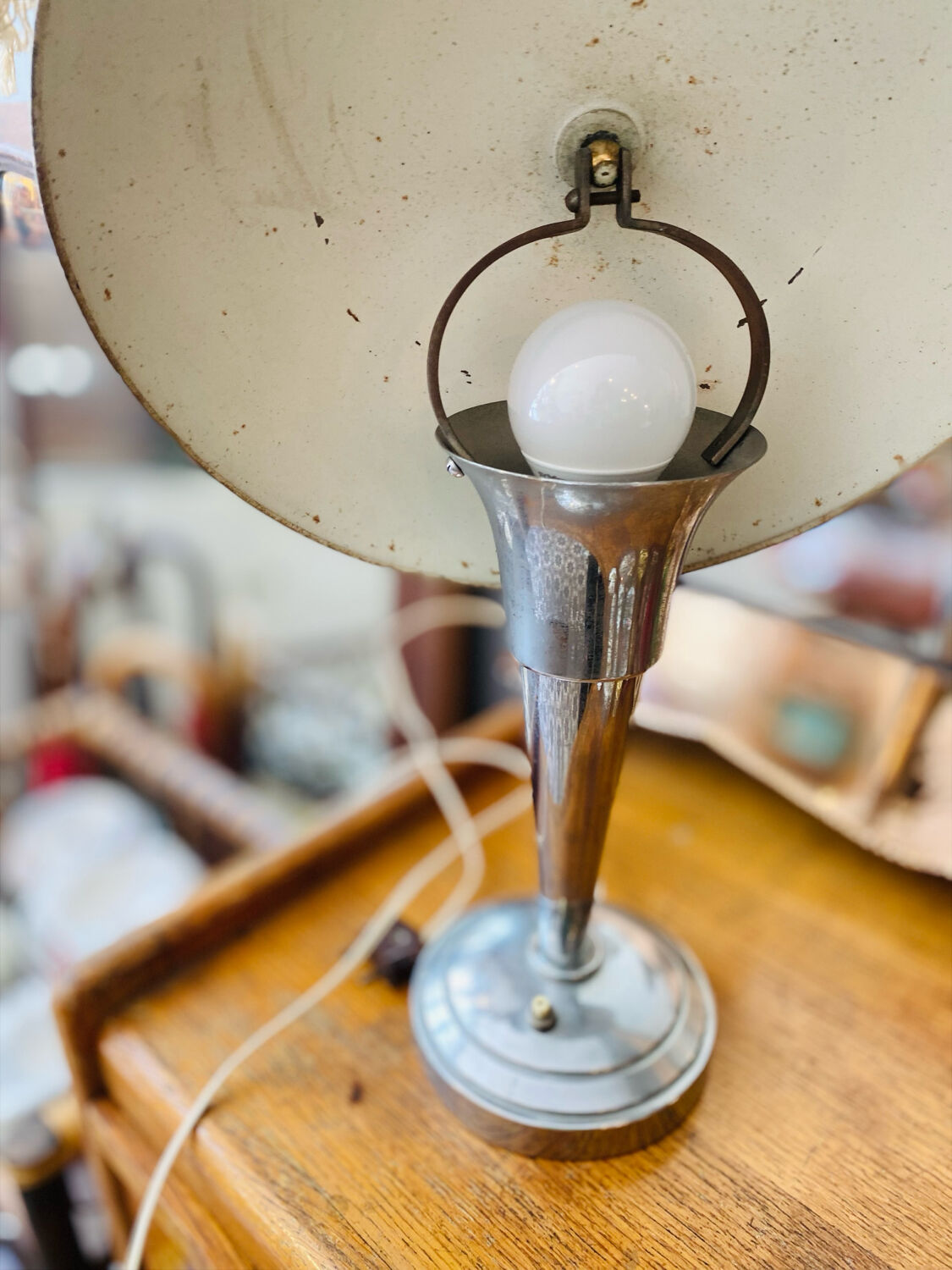 1950s metal mushroom lamp