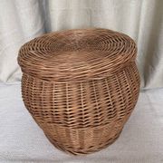 Rattan storage pouffe from the 60s-70s.