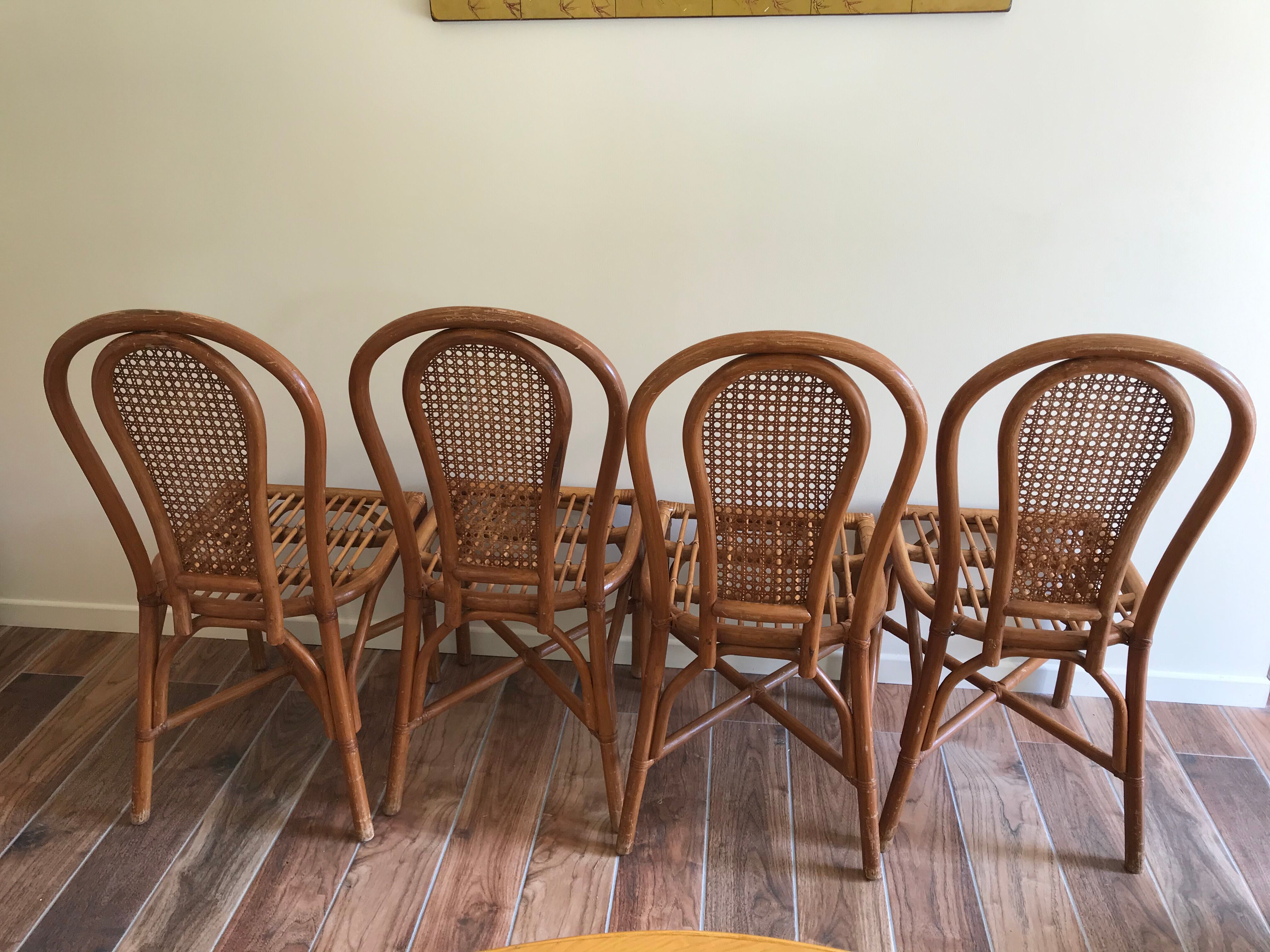 Table set and 4 rattan chairs
