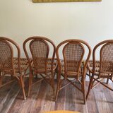 Table set and 4 rattan chairs