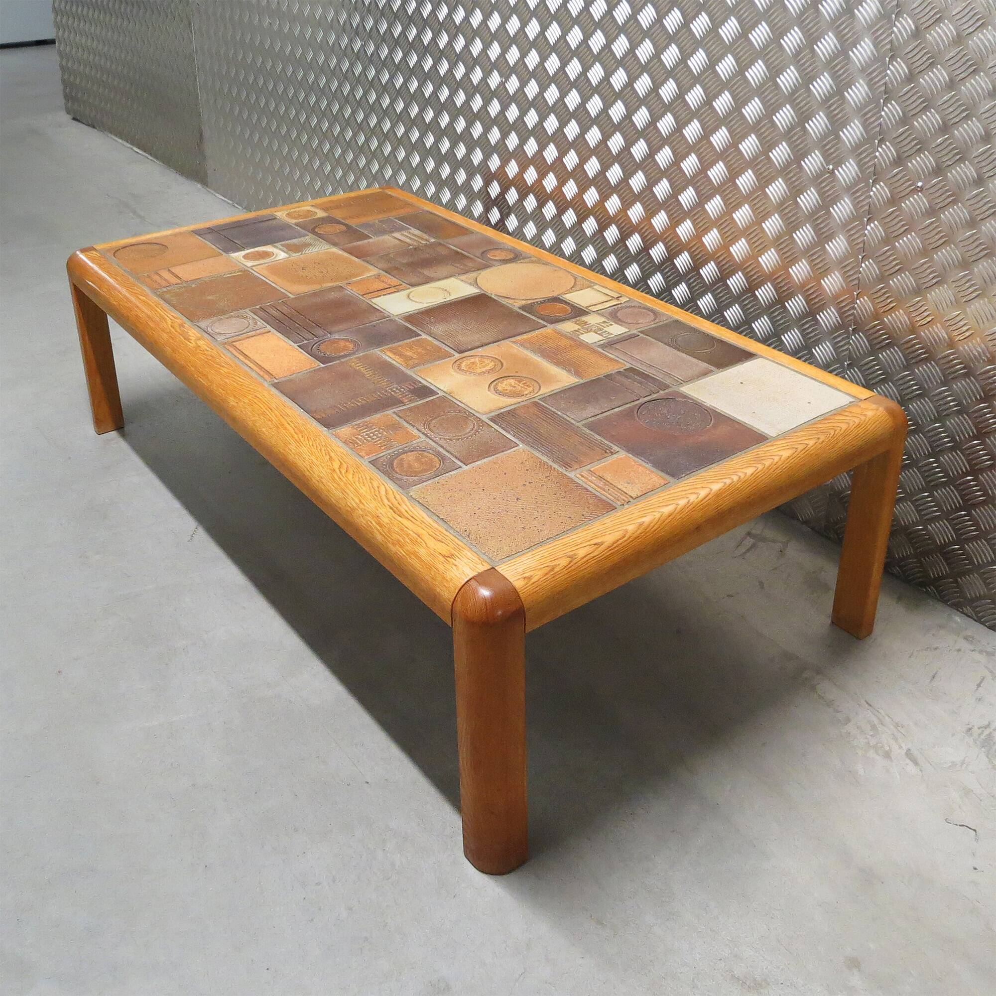 Danish coffee table with ceramic top, 1960s