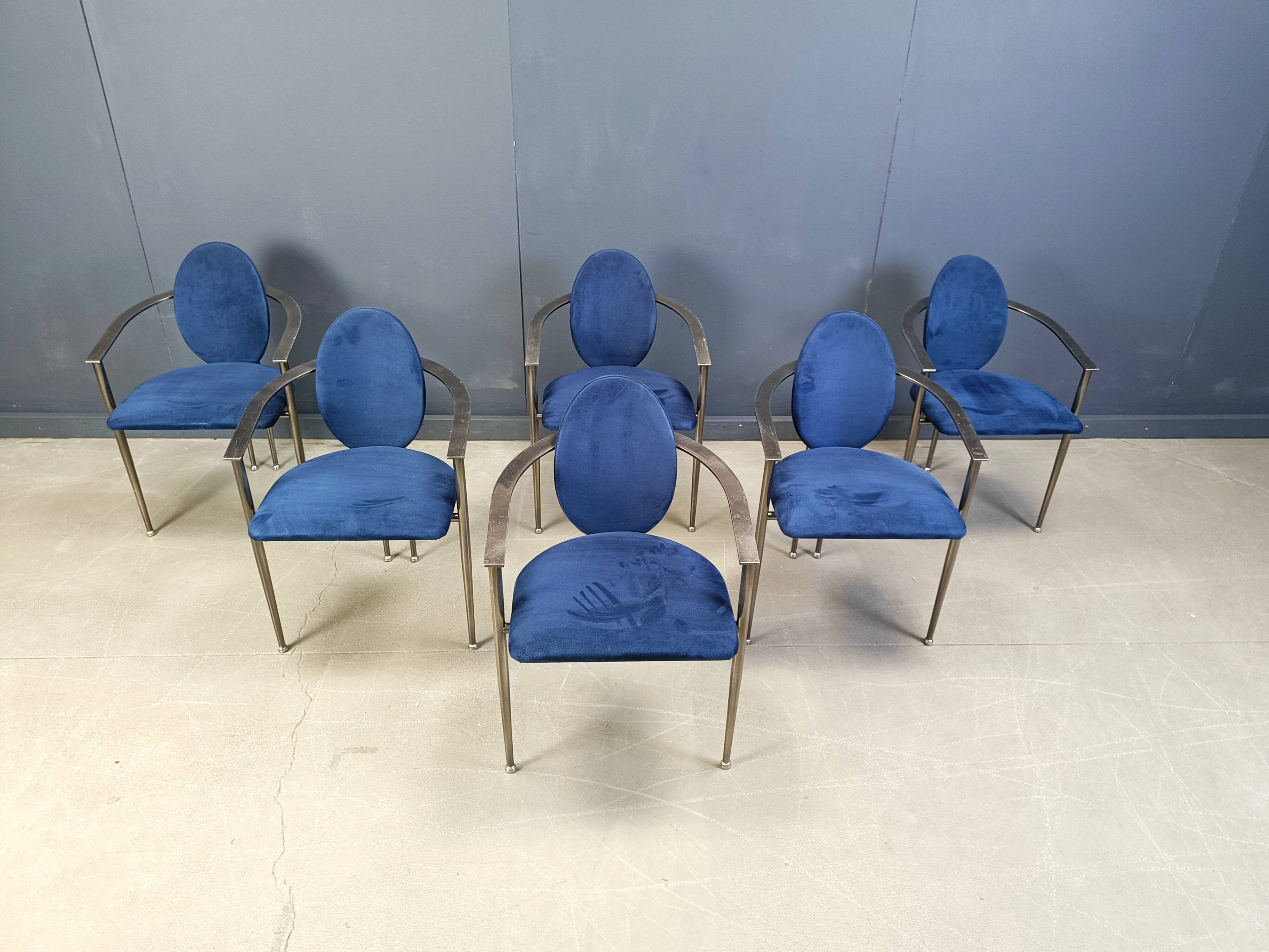 Ensemble de 6 chaises de salle à manger postmodernes par Belgochrom, années 1980