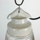 Suspension industrielle en porcelaine blanche avec verre clair dépoli, années 1970