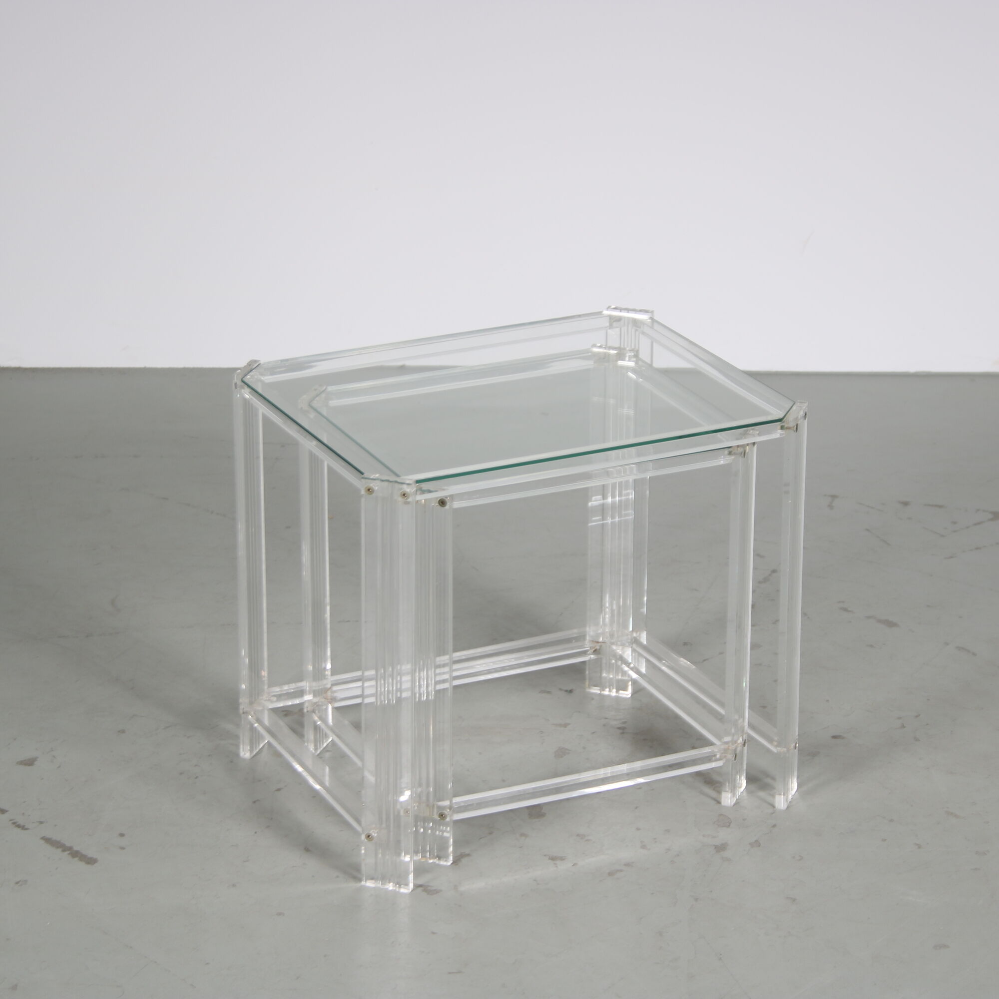 1970s Pair of acrylic nesting tables from Italy