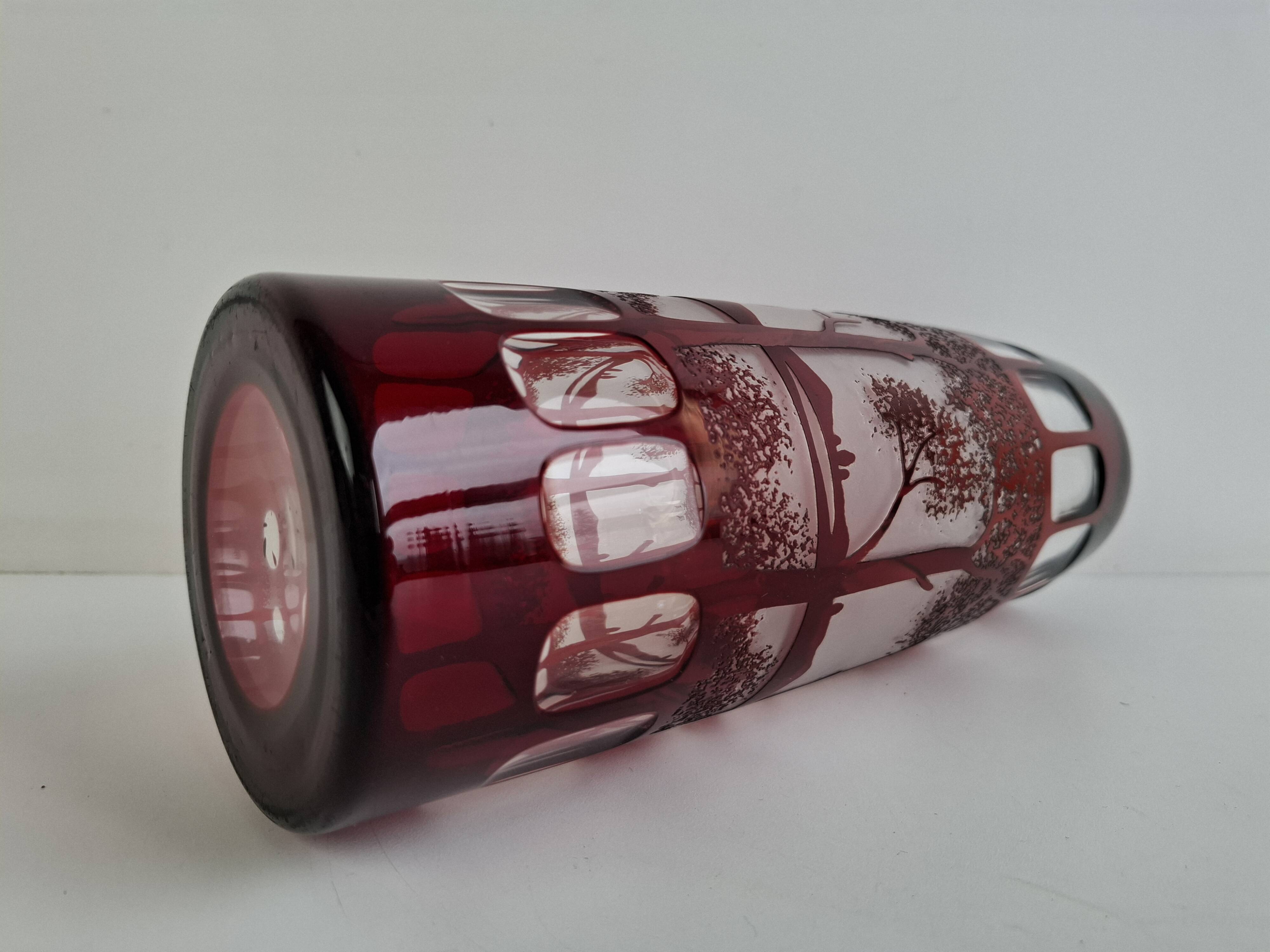 Egermann Art Deco Ruby Cut Overlay Vase, Czechoslovakia, circa 1920