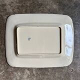 Large rectangular Gien dish in blue ironstone, "Birds" service circa 1870.