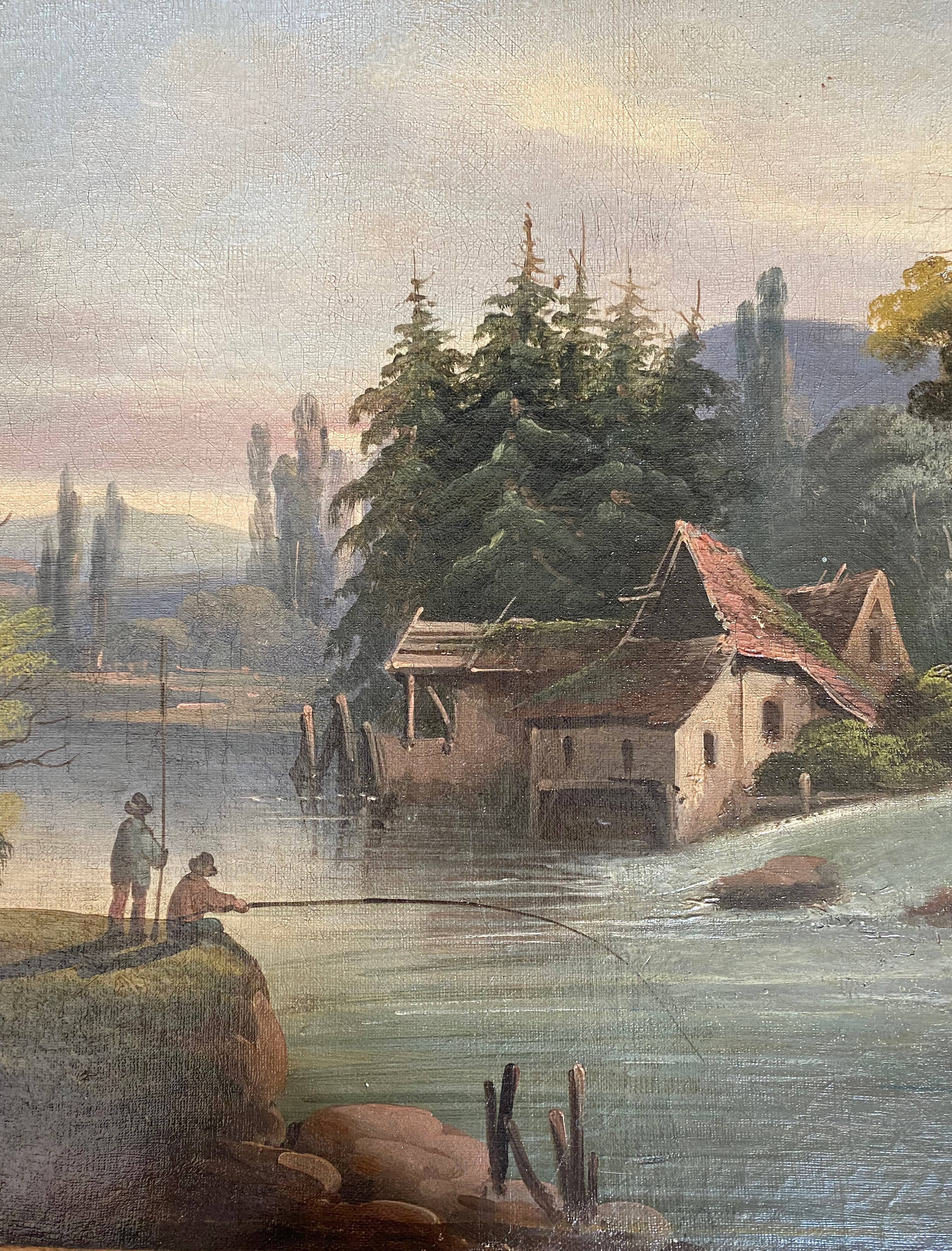 Counterpart of Paintings by Jean Ernest TEXIER (1829-1900) Fisher landscape