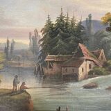 Counterpart of Paintings by Jean Ernest TEXIER (1829-1900) Fisher landscape