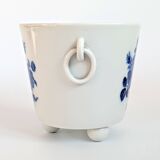 Cache-pot en porcelaine à pieds | Décor flora bleu cobalt | Lyngby Danemark
