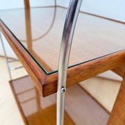 Art Deco serving trolley in oak, chrome & glass, France, 1930