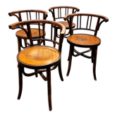 Art Nouveau Chairs Arched Wood and Floral Decoration, 1910s