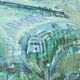 Abstract impressionism painting - Turquois Town with Animals