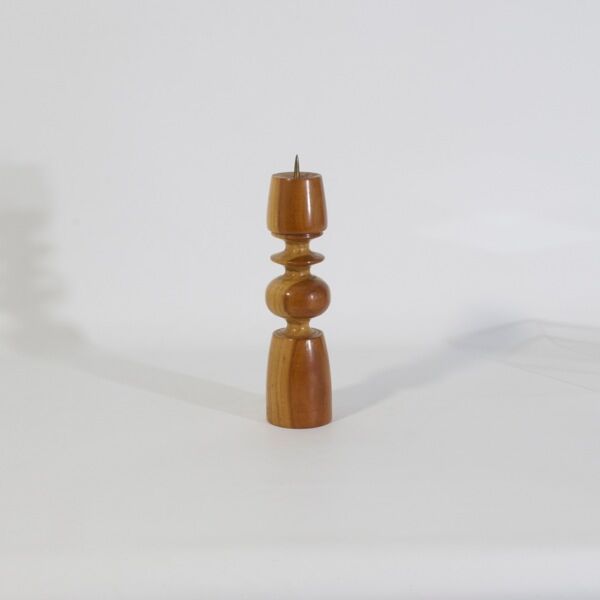 Turned solid wood candle holder and brass