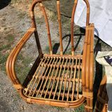 Set in vintage rattan sofa 3-seater seating and 2 seats