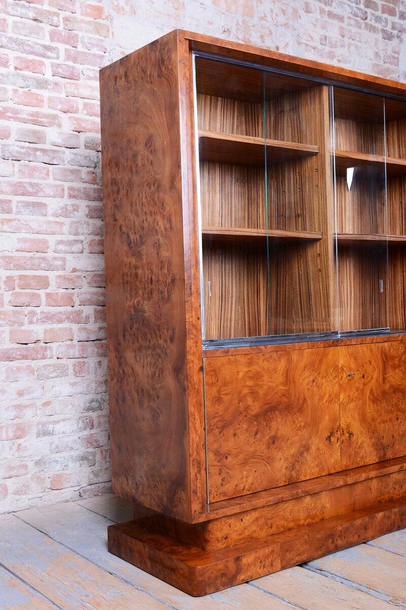 Art Deco Bookcase in Elm and Mahogany, 1920s