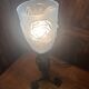 Art Deco lamp in blue glass paste with rose decoration – poetic rarity