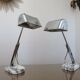 Pair of Art Deco lamps in chrome brass and Carrara marble 30s 40s