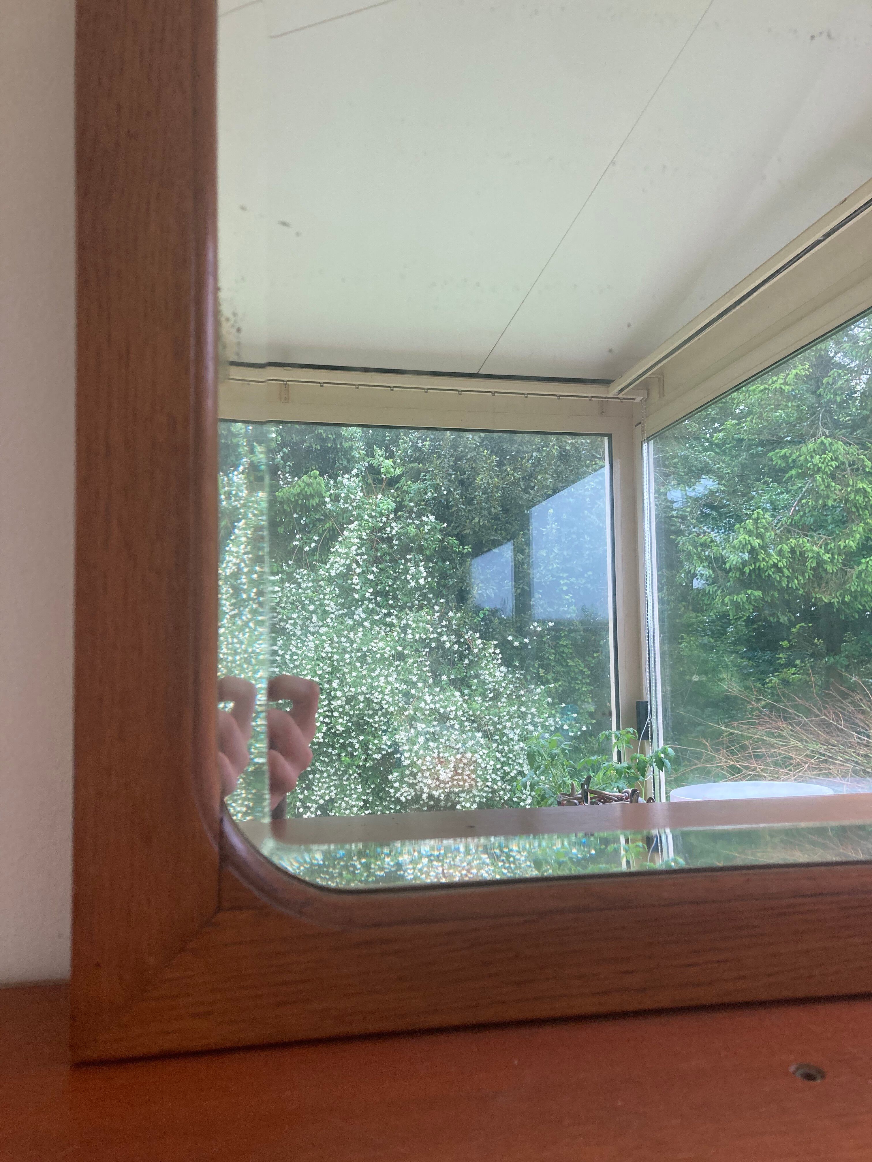 Antique mercury mirror with spots - solid wood