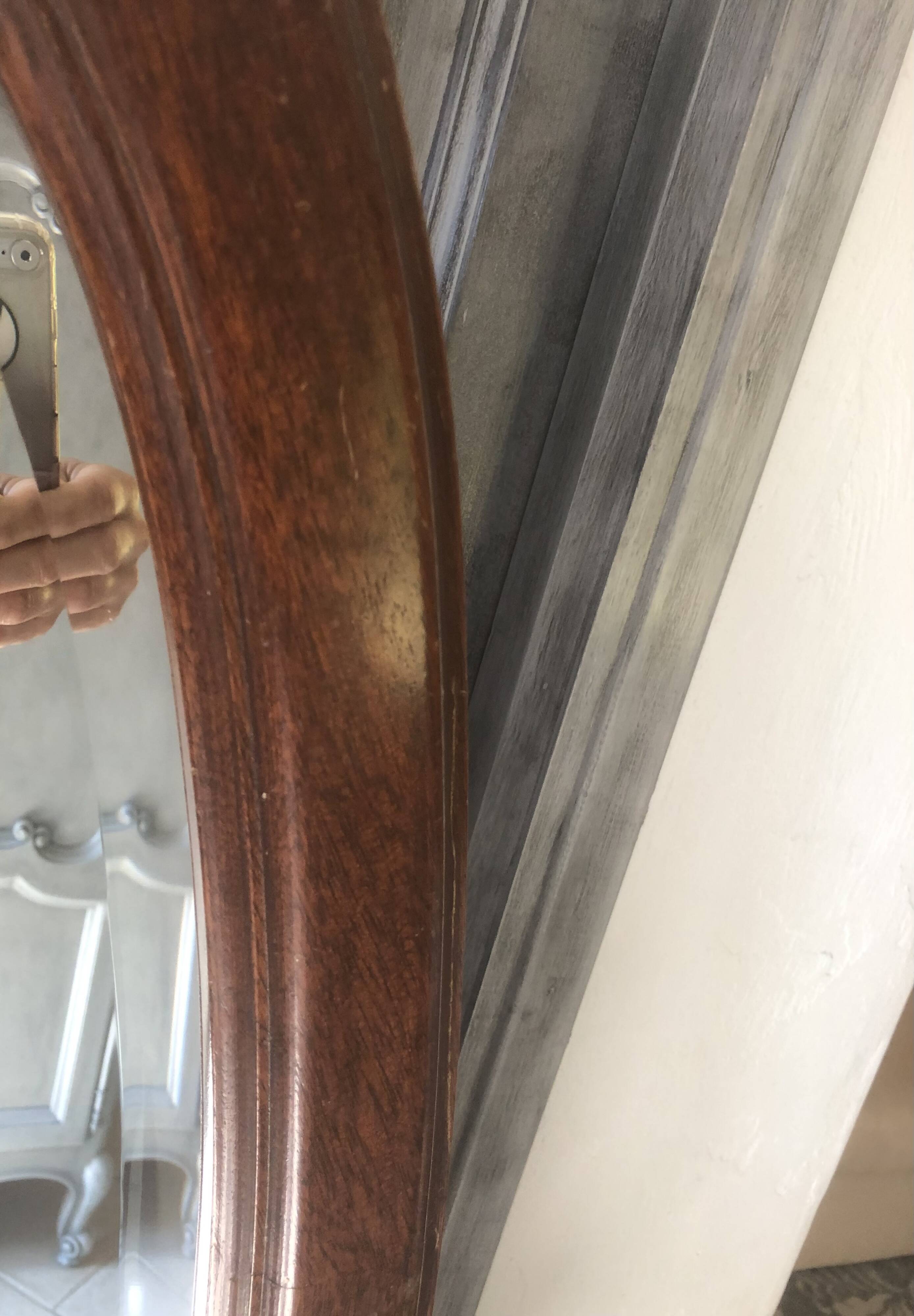 Swivel wooden mirror on stand