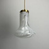 Suspension in cloudy and transparent white glass, Italian, 1960.