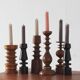 Scandinavian Wooden Candleholders, Set of 6