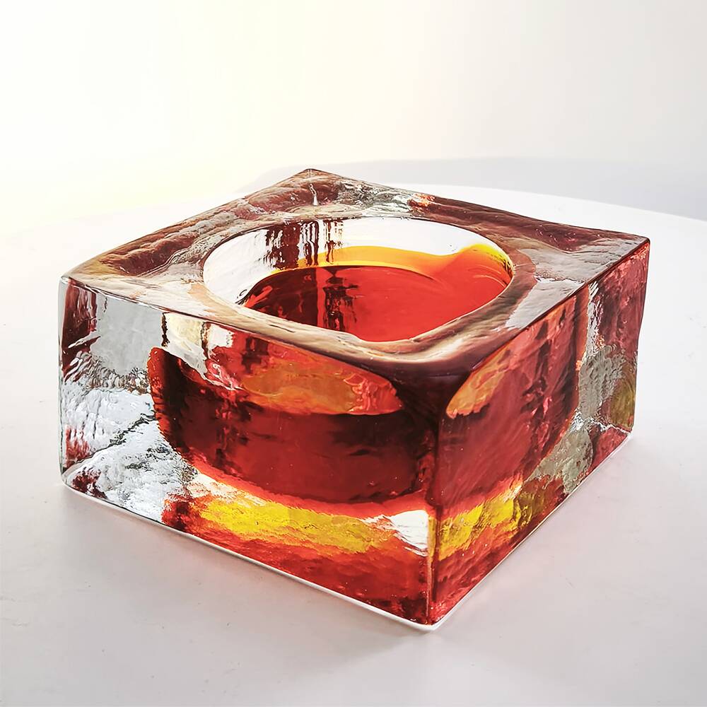 1960s Big Handcrafted Square Ashtray in Uranium Murano Glass by Mandruzzato