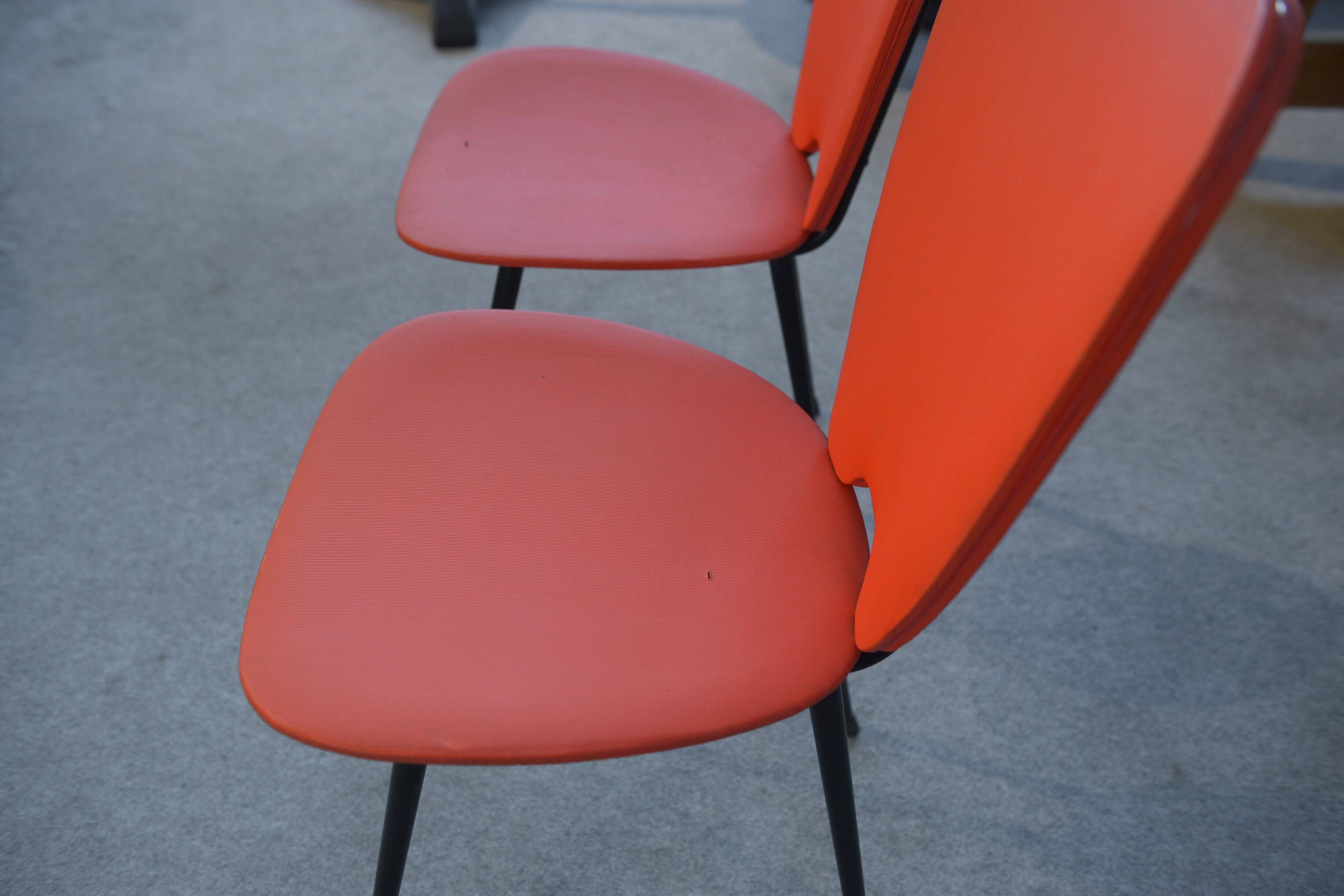 Set of 2 red leatherette chairs from the 1960s