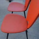 Set of 2 red leatherette chairs from the 1960s