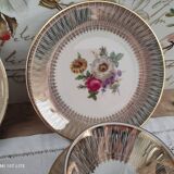 Head to head in porcelain Bavaria 6 pieces floral decoration and gilding