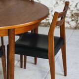 Vintage teak round table and 4 chairs, 1960