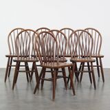 8 chaises Windsor en bois, années 70