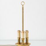 French Empire Bouillotte Lamp with Three Lights in Brass and a Gold-Plated Tin Shade with Laurel Design