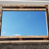 Rectangular mirror in polychrome wood
