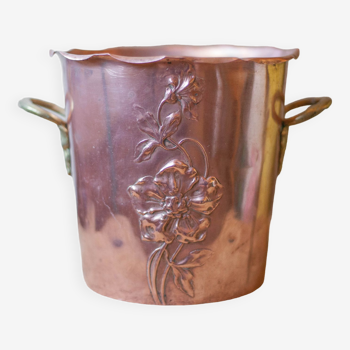 Antique WMF Art Nouveau wine or champagne cooler Copper and brass ice bucket