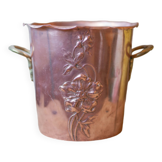 Antique WMF Art Nouveau wine or champagne cooler Copper and brass ice bucket