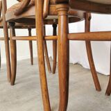 Set of 4 Vintage Bentwood Dining Chairs: Cane Back, Thonet Style