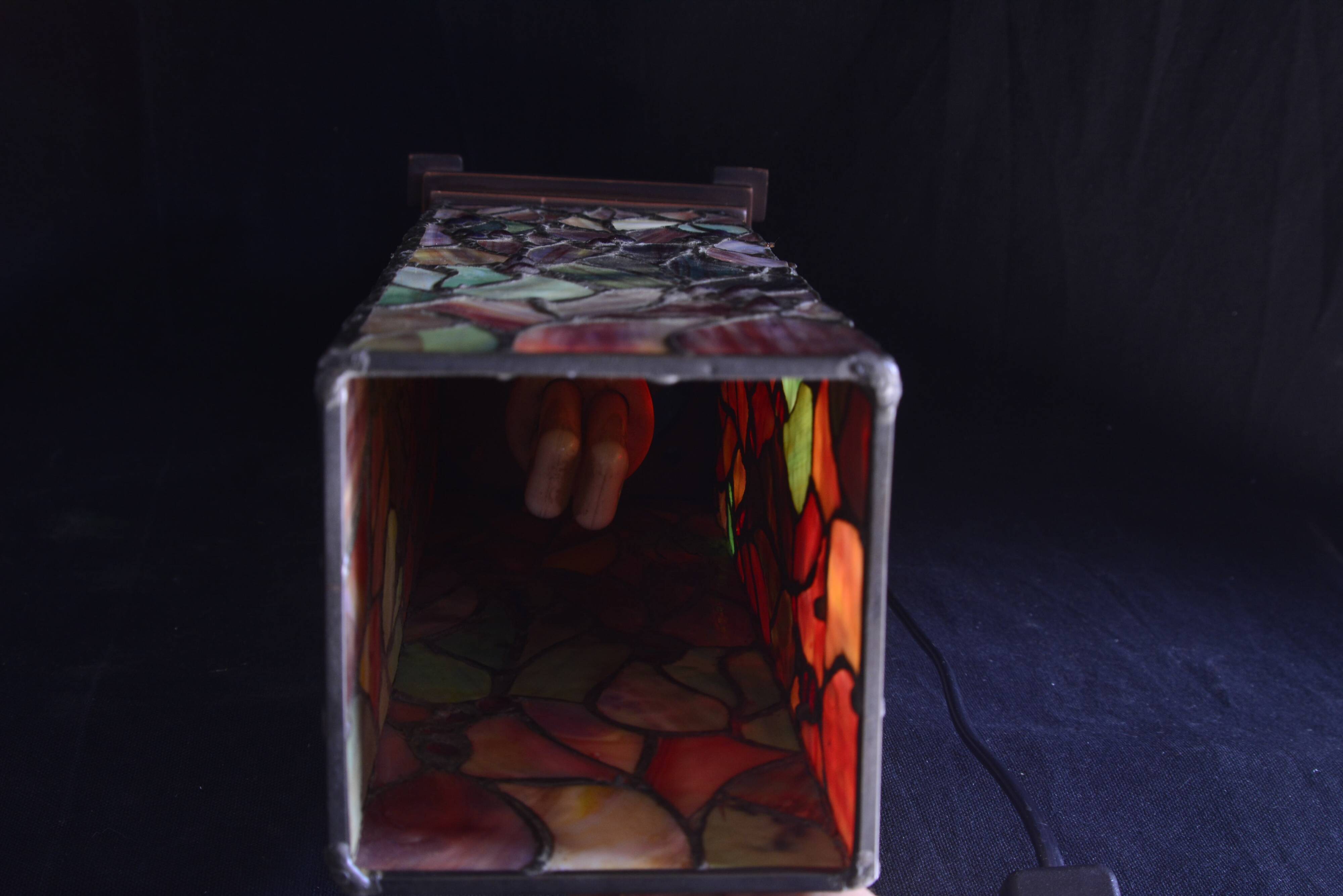 Stained glass lamp in the style of Tiffany